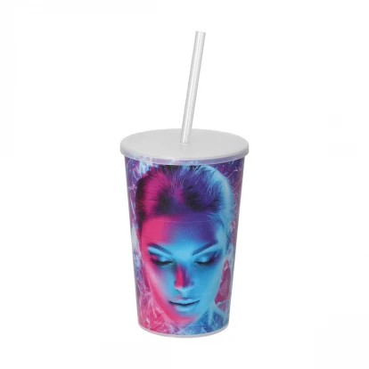 Drinking Cup Vital 500ml With Lid and Straw