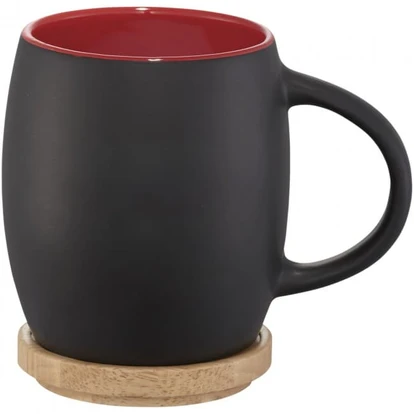 Hearth Ceramic Mug With Wooden Lid/Coaster 400ml