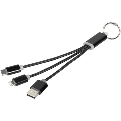 Metal 3-in-1 Charging Cable With Keychain