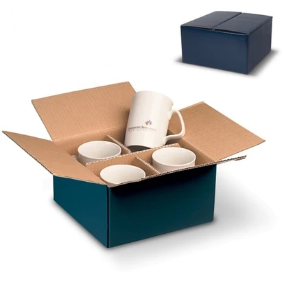 Packaging Box for 4 mugs, blue