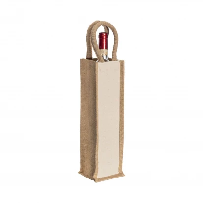 Sustainable Living Jute and Cotton Single Bottle Bag