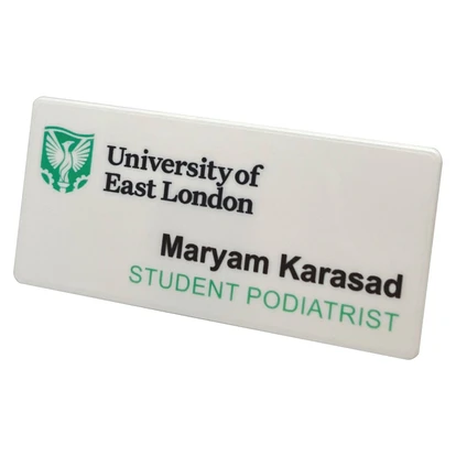 Recycled Plastic Name Badge 75x35mm Pin