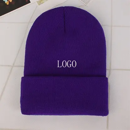 6" acrylic fibers plain knit cap