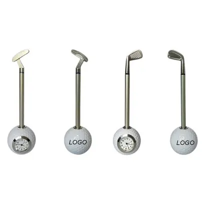 Golf Ball Pen Holder With Clock