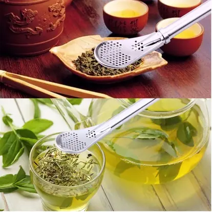 Stainless Steel Drinking Straw Spoon Tea Filter