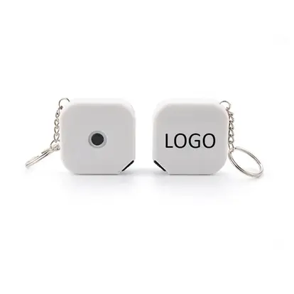 Square Tape Measure Key Tag White