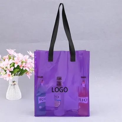 Purple-Clear Stadium Tote Bag