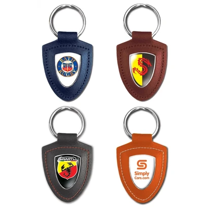Templar Shield Shaped Bonded Leather Keyfob