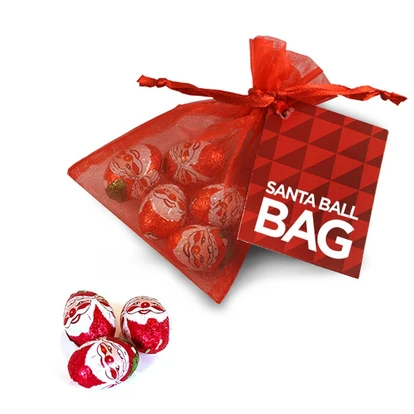 Santa Chocolate Ball Organza Bag