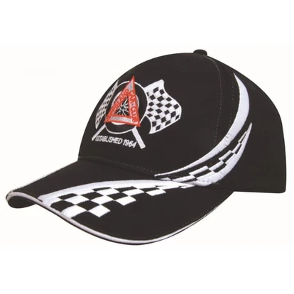 Brushed Heavy Cotton Cap with Swirling Checks and Sandwich Trim