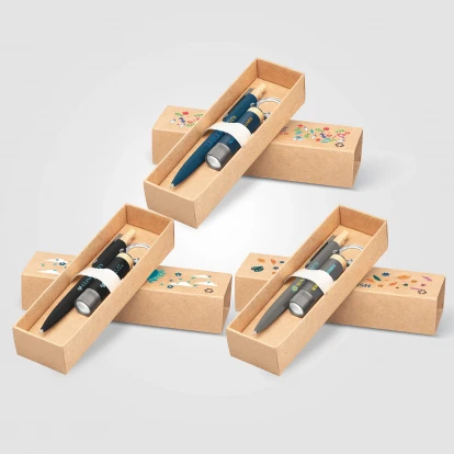 Reborn Recycled Aluminium Bamboo Accented Pen & Torch Gift Set – Full Colour Inkjet All