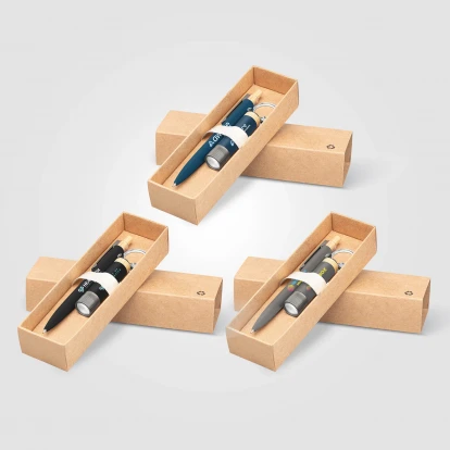 Reborn Recycled Aluminium Bamboo Accented Pen & Torch Gift Set