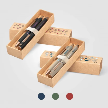 York Recycled Plastic Bronze Trim Pen Gift Set – Box Decorated