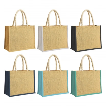 Sustainable Living Trani Jute bag Coloured With Deluxe Rope Handles